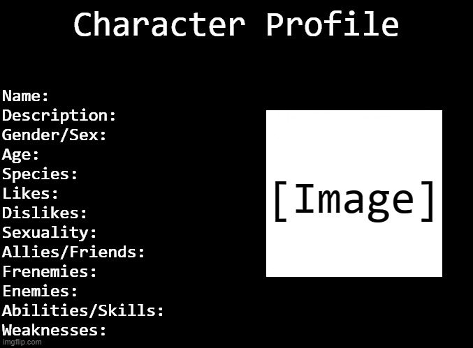 i made an OC presentation/bio template | image tagged in oc presentation template by nocturnum | made w/ Imgflip meme maker