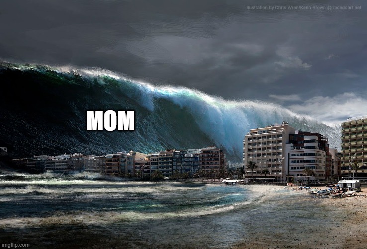 Tsunami Wave | MOM | image tagged in tsunami wave | made w/ Imgflip meme maker