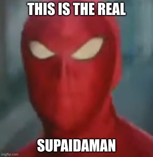 THIS IS THE REAL; SUPAIDAMAN | image tagged in Spiderman | made w/ Imgflip meme maker