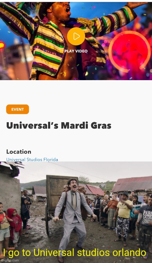 I go to Universal studios orlando | image tagged in borat i go to america | made w/ Imgflip meme maker