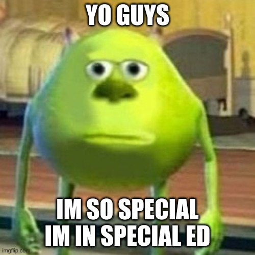 funny | YO GUYS; IM SO SPECIAL IM IN SPECIAL ED | image tagged in special education | made w/ Imgflip meme maker