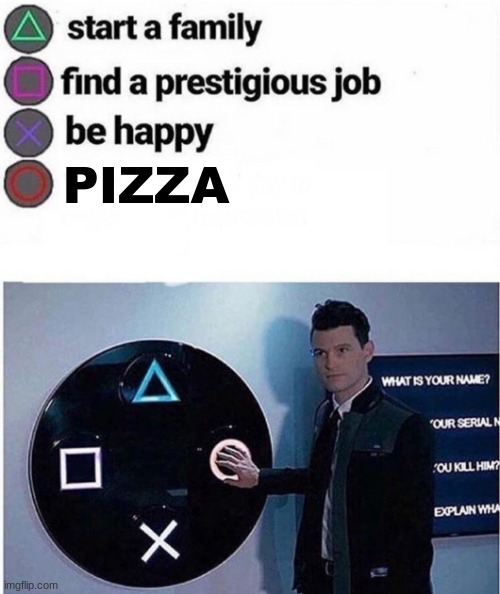 PlayStation multiple choice meme | PIZZA | image tagged in ps1,ps2,ps4,ps5,playstation,gaming | made w/ Imgflip meme maker