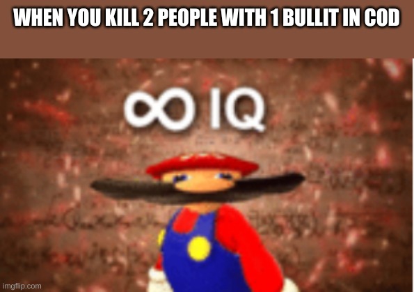 Infinite IQ | WHEN YOU KILL 2 PEOPLE WITH 1 BULLIT IN COD | image tagged in infinite iq | made w/ Imgflip meme maker