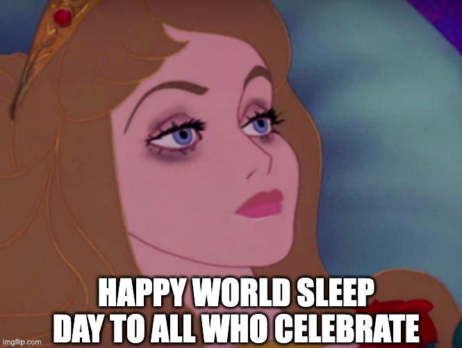 Sleeping beauty | HAPPY WORLD SLEEP DAY TO ALL WHO CELEBRATE | image tagged in sleeping beauty | made w/ Imgflip meme maker