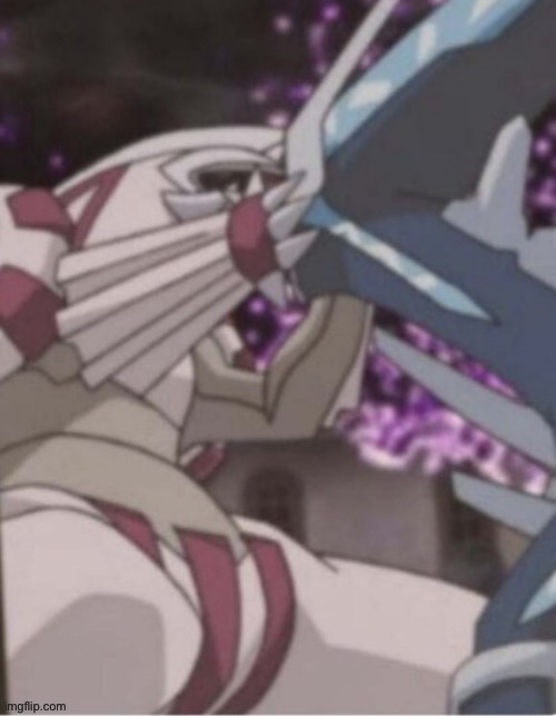 Dialga and palkia kissing | image tagged in dialga and palkia kissing | made w/ Imgflip meme maker