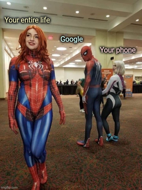 Distracted Boyfriend (cosplay) | Your entire life Your phone Google | image tagged in distracted boyfriend cosplay | made w/ Imgflip meme maker