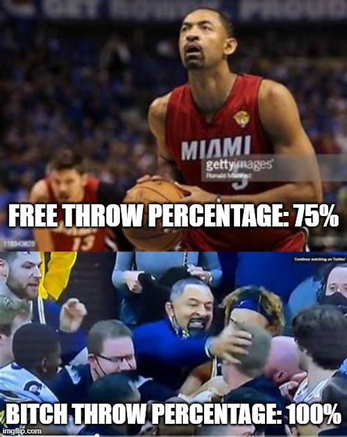 Juwan Howard: The Claw | FREE THROW PERCENTAGE: 75%; BITCH THROW PERCENTAGE: 100% | image tagged in juwan howard,michigan basketball | made w/ Imgflip meme maker