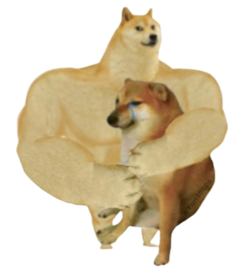High Quality Buff Doge hugs cheems transparent Blank Meme Template