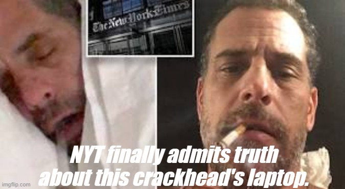 political | NYT finally admits truth about this crackhead's laptop. | image tagged in politics | made w/ Imgflip meme maker