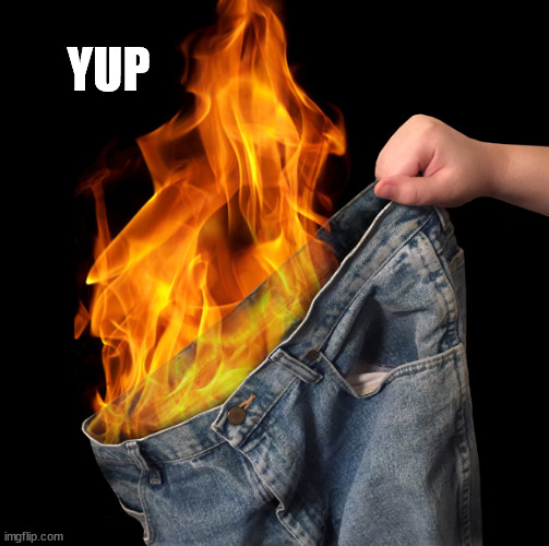 Pants on Fire | YUP | image tagged in pants on fire | made w/ Imgflip meme maker