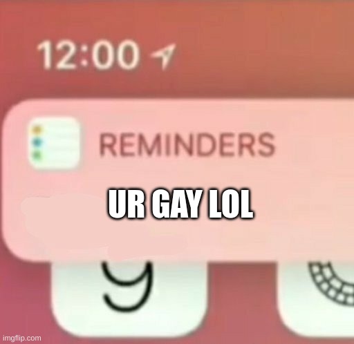 Reminder notification | UR GAY LOL | image tagged in reminder notification | made w/ Imgflip meme maker