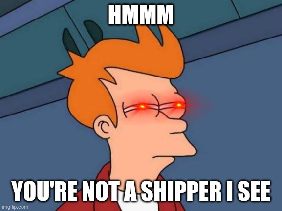 Futurama Fry Meme | HMMM YOU'RE NOT A SHIPPER I SEE | image tagged in memes,futurama fry | made w/ Imgflip meme maker