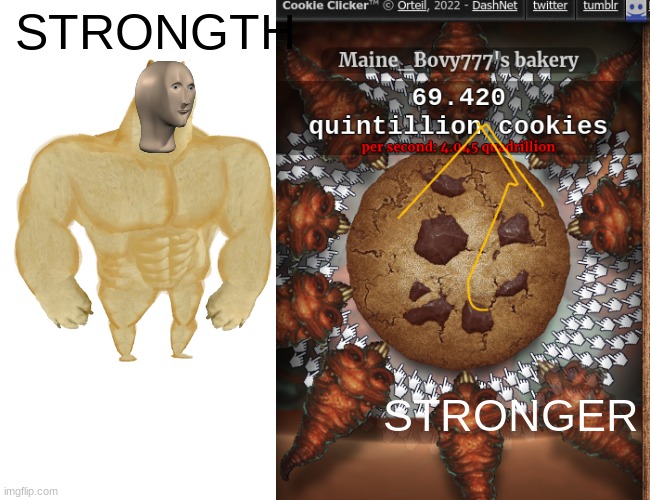 Ah yes | STRONGTH; STRONGER | image tagged in cookieclicker | made w/ Imgflip meme maker
