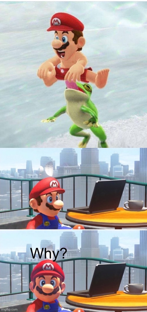 Why? | image tagged in mario looks at computer,why,i have several questions | made w/ Imgflip meme maker