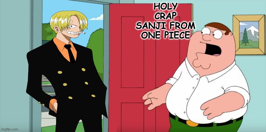 Holy crap Lois its x | HOLY CRAP SANJI FROM ONE PIECE | image tagged in holy crap lois its x | made w/ Imgflip meme maker