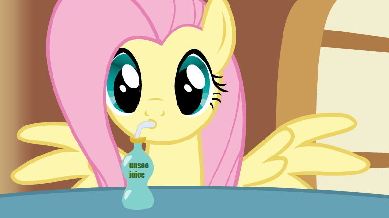 Fluttershy drinking Unsee Juice Blank Meme Template