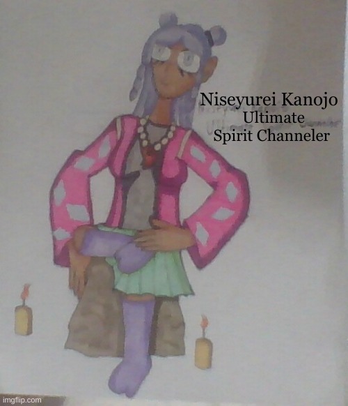 Danganronpa OC: Niseyurei Kanojo | Niseyurei Kanojo; Ultimate Spirit Channeler | image tagged in danganronpa | made w/ Imgflip meme maker