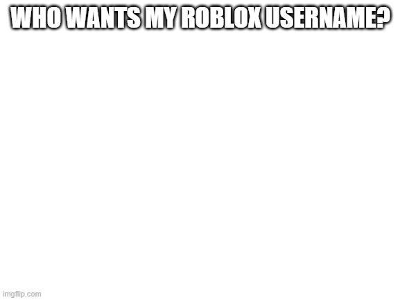 Blank White Template | WHO WANTS MY ROBLOX USERNAME? | image tagged in blank white template | made w/ Imgflip meme maker
