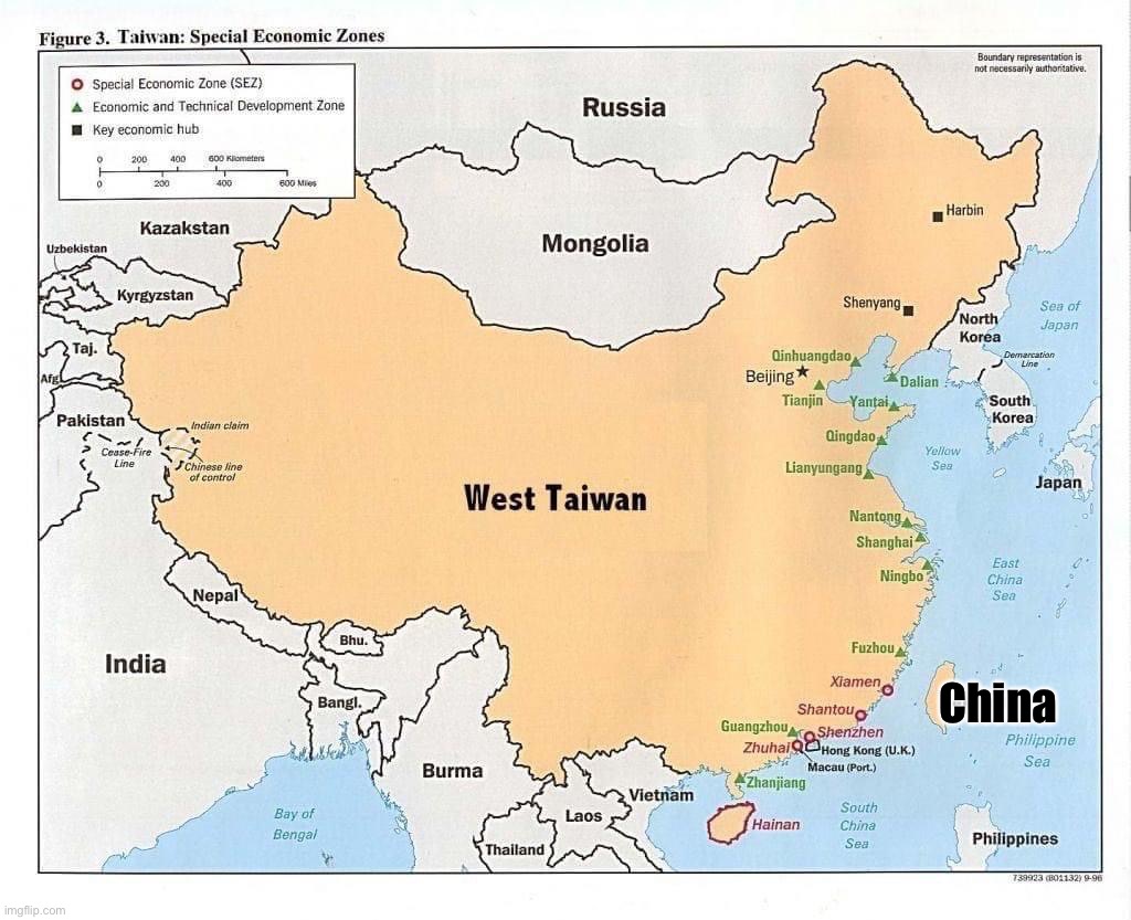 China vs. West Taiwan | China | image tagged in west taiwan | made w/ Imgflip meme maker