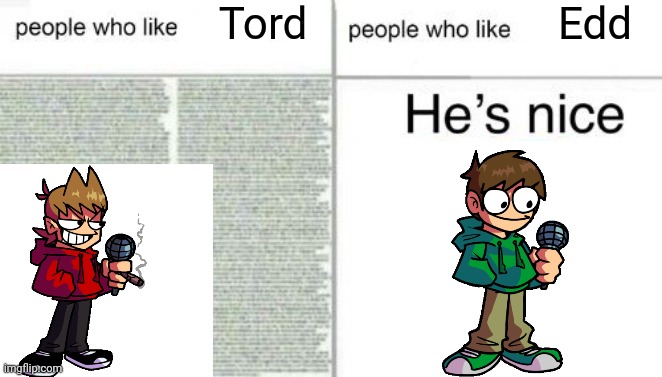 I made it a new temp :] | Tord; Edd | image tagged in people who like x vs people who like y | made w/ Imgflip meme maker