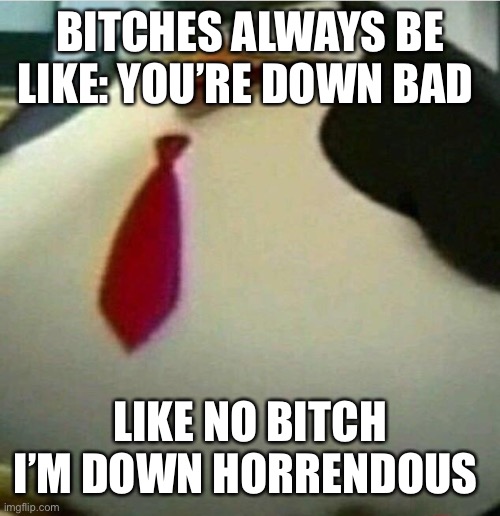 Thicc Skipper | BITCHES ALWAYS BE LIKE: YOU’RE DOWN BAD; LIKE NO BITCH I’M DOWN HORRENDOUS | image tagged in thicc skipper | made w/ Imgflip meme maker