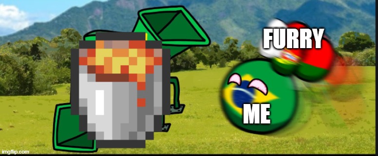 Haha burn | FURRY; ME | image tagged in you are going to brazil countryballs | made w/ Imgflip meme maker
