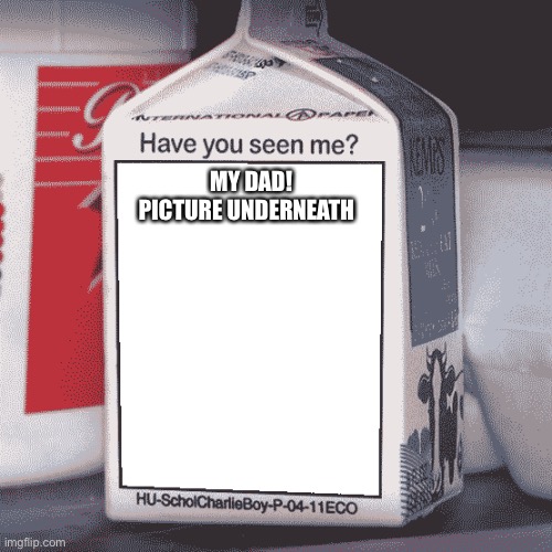 Missing Person | MY DAD! PICTURE UNDERNEATH | image tagged in missing person | made w/ Imgflip meme maker