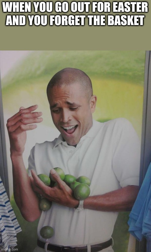 Why Can't I Hold All These Limes | WHEN YOU GO OUT FOR EASTER AND YOU FORGET THE BASKET | image tagged in memes,why can't i hold all these limes | made w/ Imgflip meme maker