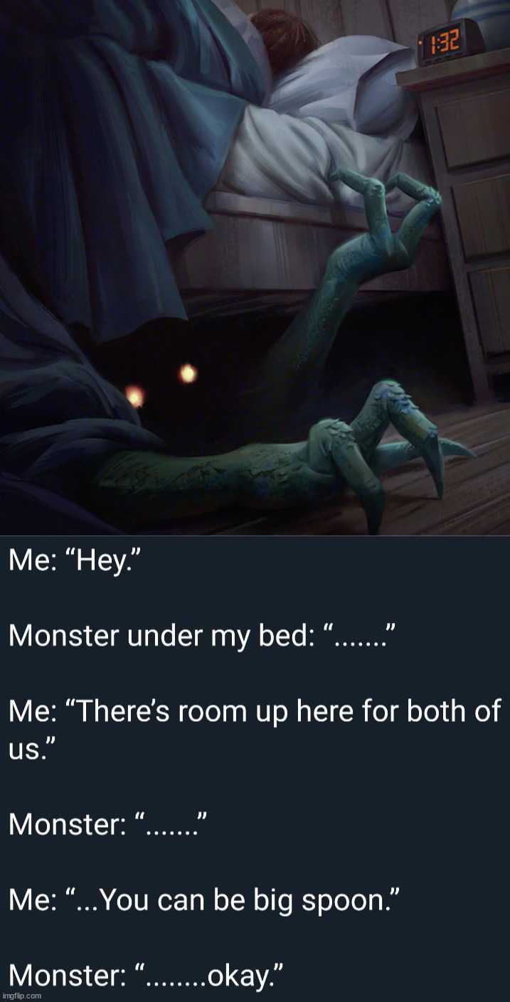 image tagged in monster under the bed | made w/ Imgflip meme maker