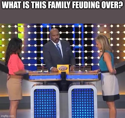 family fued | WHAT IS THIS FAMILY FEUDING OVER? | image tagged in family fued,cursed comments do your thing | made w/ Imgflip meme maker