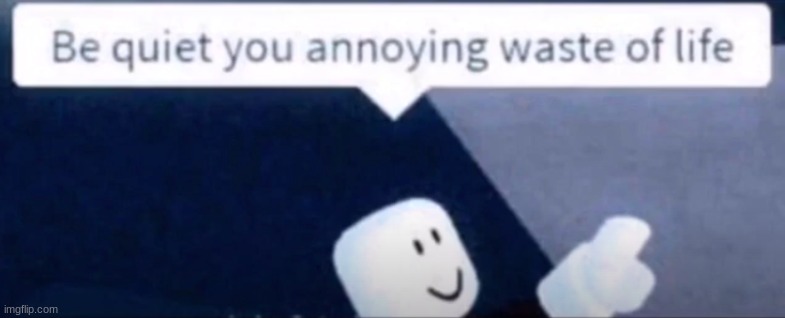 Be Quiet You Annoying Waste Of Life | image tagged in be quiet you annoying waste of life | made w/ Imgflip meme maker