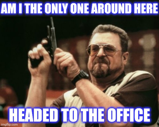 Am I The Only One Around Here Meme | AM I THE ONLY ONE AROUND HERE HEADED TO THE OFFICE | image tagged in memes,am i the only one around here | made w/ Imgflip meme maker