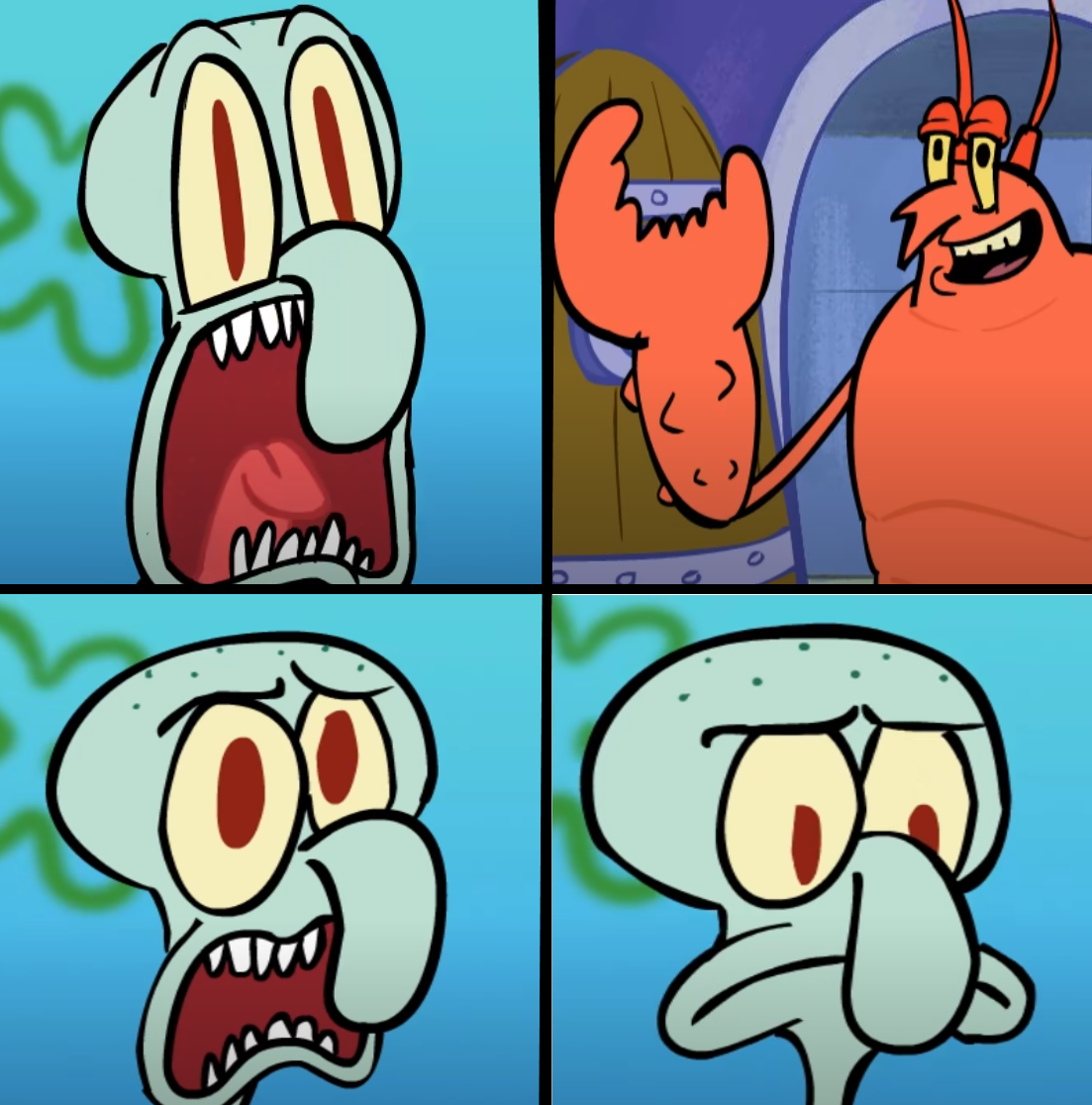 Squidward rethinking Blank Meme Template