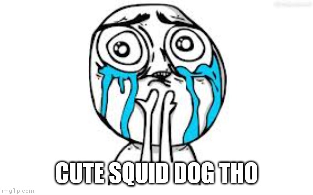 Crying Because Of Cute Meme | CUTE SQUID DOG THO | image tagged in memes,crying because of cute | made w/ Imgflip meme maker