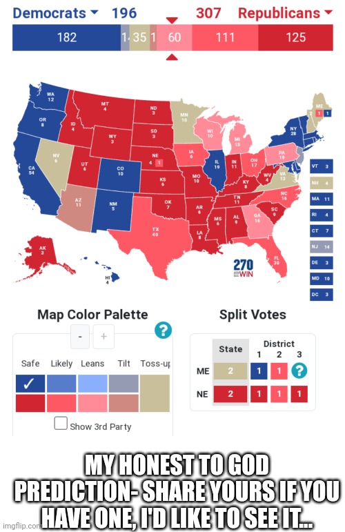 Toss up states are all lean red, just have those big cities to worry about... | MY HONEST TO GOD PREDICTION- SHARE YOURS IF YOU HAVE ONE, I'D LIKE TO SEE IT... | image tagged in memes,blank transparent square | made w/ Imgflip meme maker