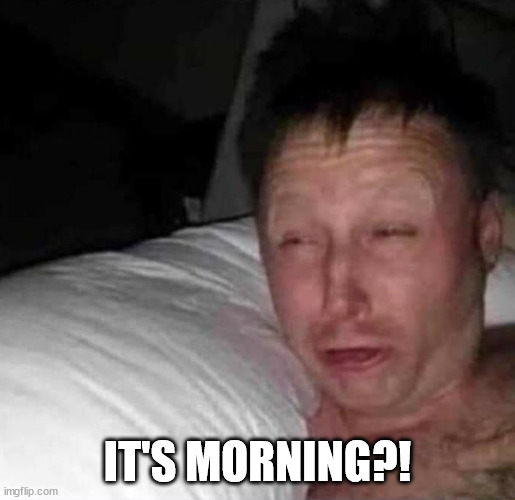 Sleepy guy | IT'S MORNING?! | image tagged in sleepy guy | made w/ Imgflip meme maker