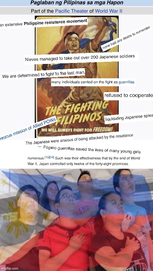 Ang digmaan ng Sambayanang Pilipino laban sa pasistang Imperyo ng Hapon | image tagged in pinoy pride | made w/ Imgflip meme maker