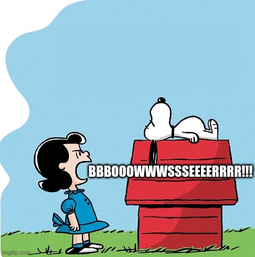 Lucy yelling at snoopy | BBBOOOWWWSSSEEEERRRR!!! | image tagged in lucy yelling at snoopy | made w/ Imgflip meme maker