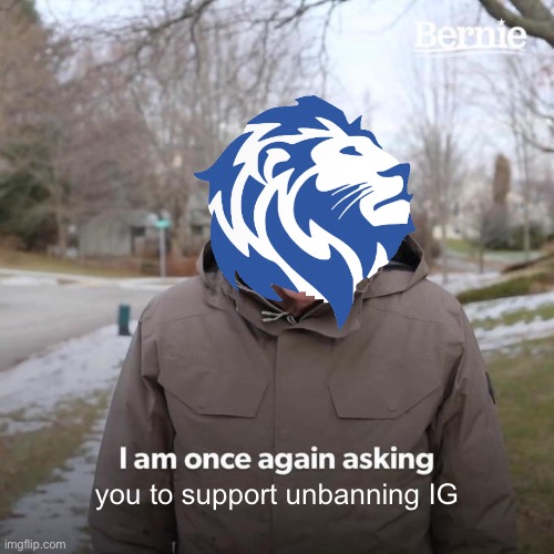 #unbanIG | you to support unbanning IG | image tagged in memes,bernie i am once again asking for your support | made w/ Imgflip meme maker
