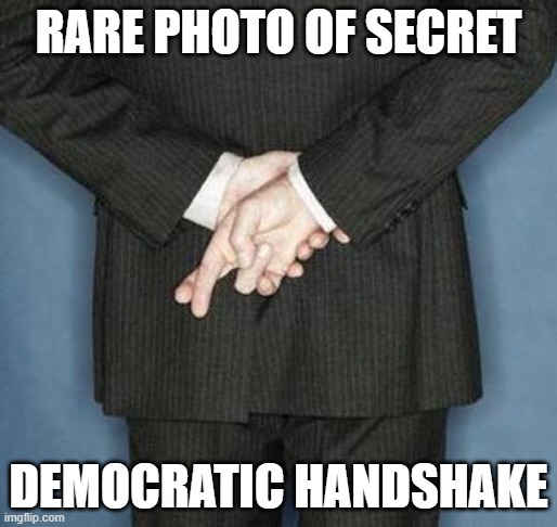 The truth is not in them. | RARE PHOTO OF SECRET; DEMOCRATIC HANDSHAKE | image tagged in lying politician,democrats,liberals,leftists,woke,biden | made w/ Imgflip meme maker