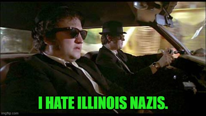 Blues Brothers | I HATE ILLINOIS NAZIS. | image tagged in blues brothers | made w/ Imgflip meme maker