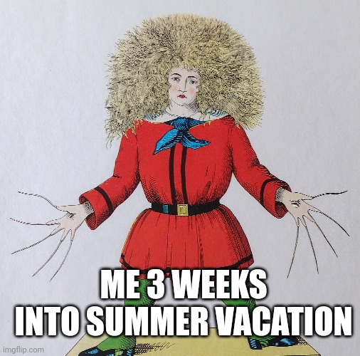 No haircut | ME 3 WEEKS INTO SUMMER VACATION | image tagged in upvote if you agree | made w/ Imgflip meme maker