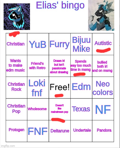 Elias' Bingo | image tagged in elias' bingo | made w/ Imgflip meme maker