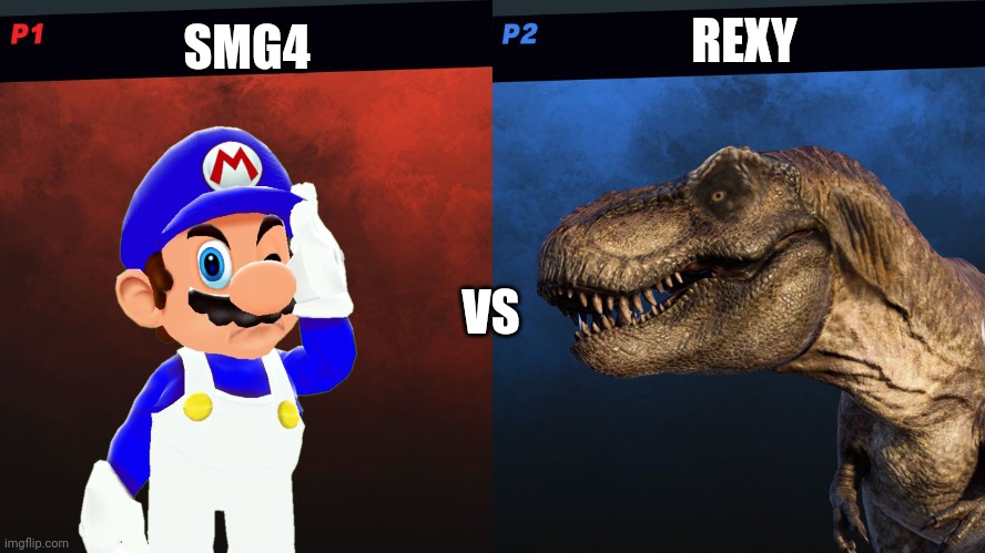 Queen of Isla Nublar vs The Meme Guardian | REXY; SMG4; VS | image tagged in jurassic park,jurassic world,t rex,dinosaur,smg4,super smash bros | made w/ Imgflip meme maker