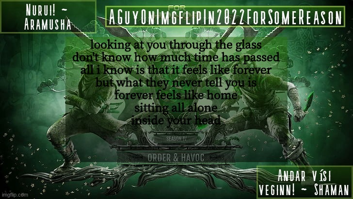 hello chat | looking at you through the glass
don't know how much time has passed
all i know is that it feels like forever
but what they never tell you is
forever feels like home
sitting all alone
inside your head | image tagged in aguyonimgflipforsomereason announcement temp 6 | made w/ Imgflip meme maker