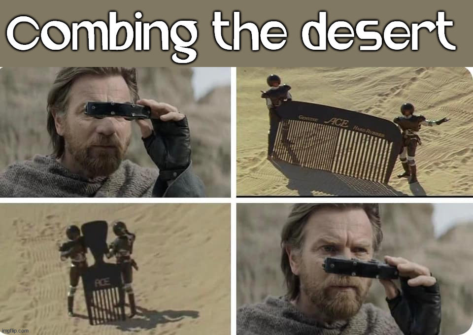 Better scene | Combing the desert | image tagged in starwars | made w/ Imgflip meme maker