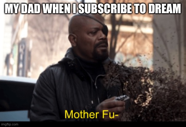 E | MY DAD WHEN I SUBSCRIBE TO DREAM | image tagged in mother fu | made w/ Imgflip meme maker