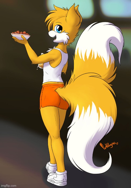 Art by Punk-Pegasus | image tagged in furry,femboy,femboy hooters,sonic the hedgehog,tails,cute | made w/ Imgflip meme maker