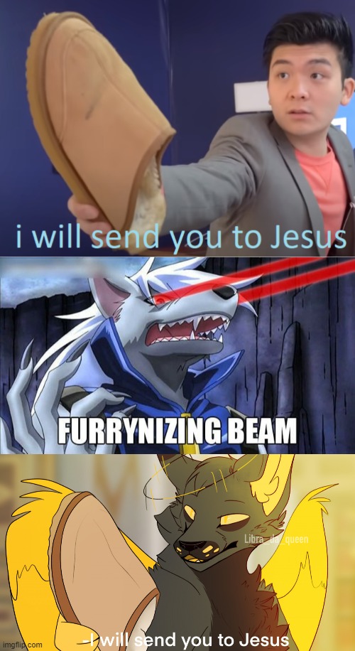 LOL | image tagged in i will send you to jesus,furrynizing beam,furry,steven he,memes,funny | made w/ Imgflip meme maker