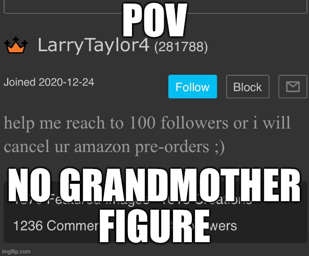 This is me actually being a meany | POV; NO GRANDMOTHER
FIGURE | made w/ Imgflip meme maker